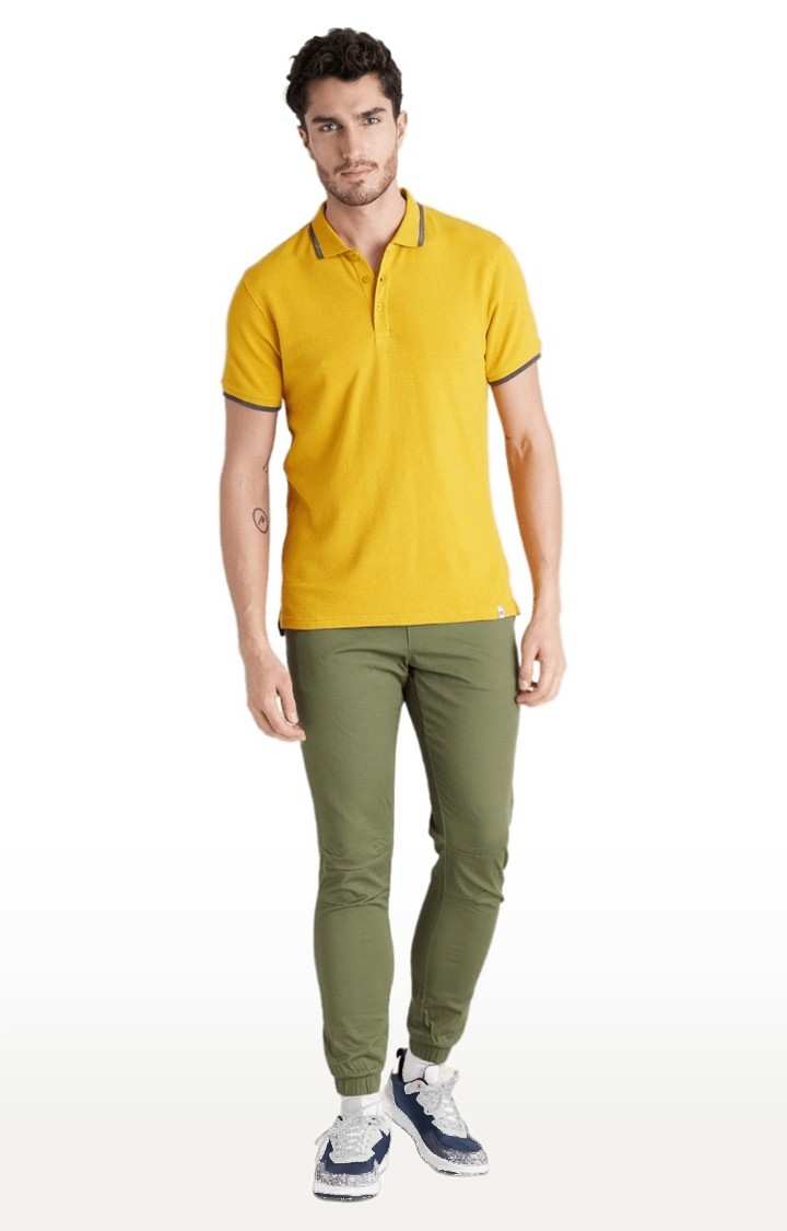Men's Green Cotton Blend Solid Casual Joggers