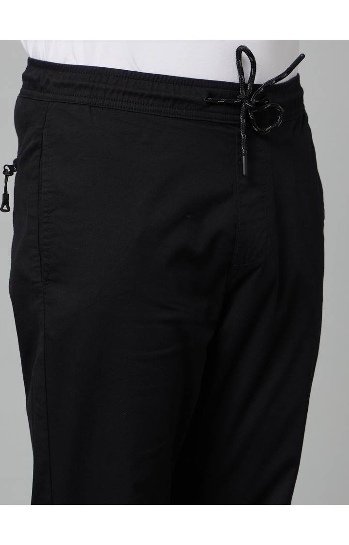 Men's Black Cotton Blend Solid Casual Joggers