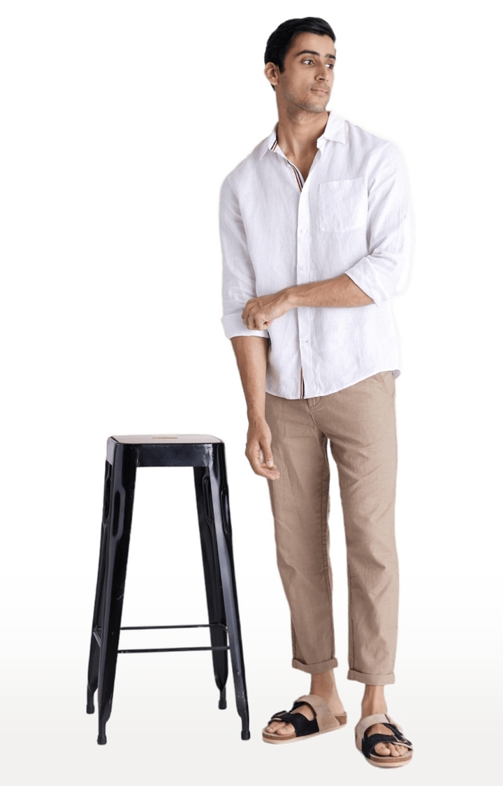 Buy White Cotton Linen Shirt with Suspender and Pants  Set of 2   AK23721AAACO11JUL  The loom
