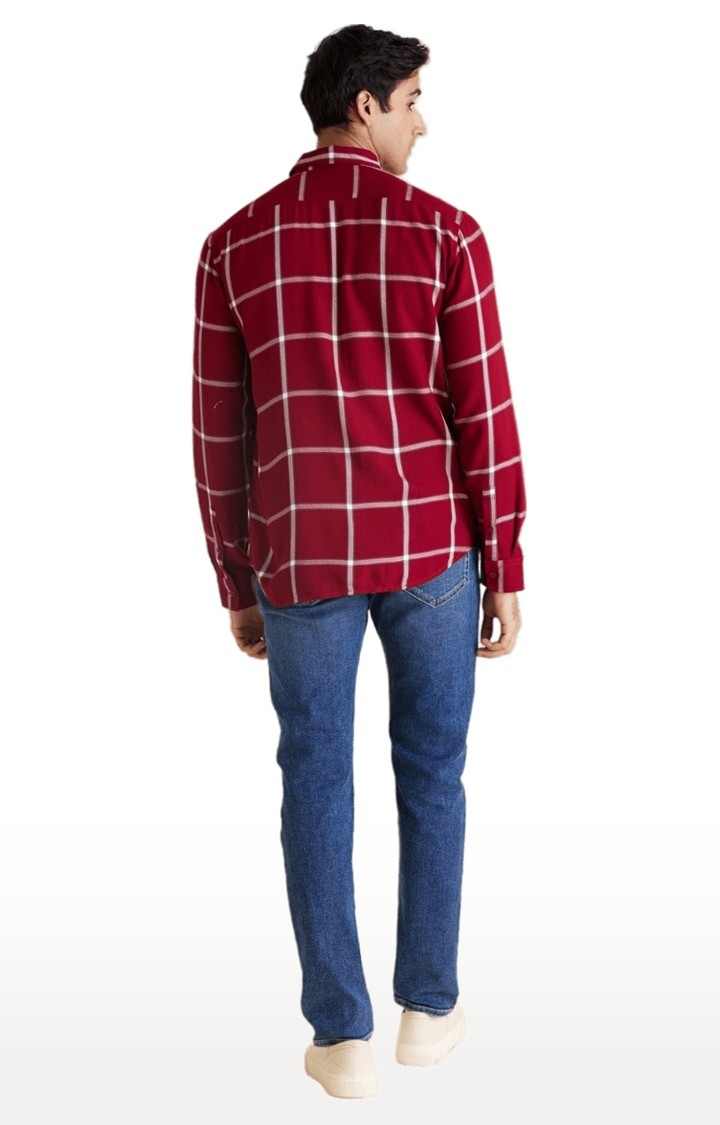 Men's Red Checked Casual Shirts