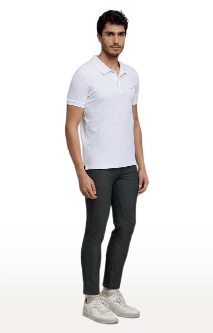 Men's Grey Blended Solid Trousers