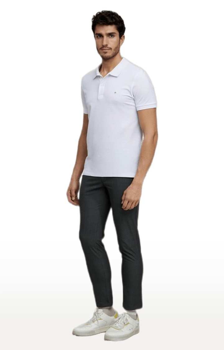Men's Grey Blended Solid Trousers