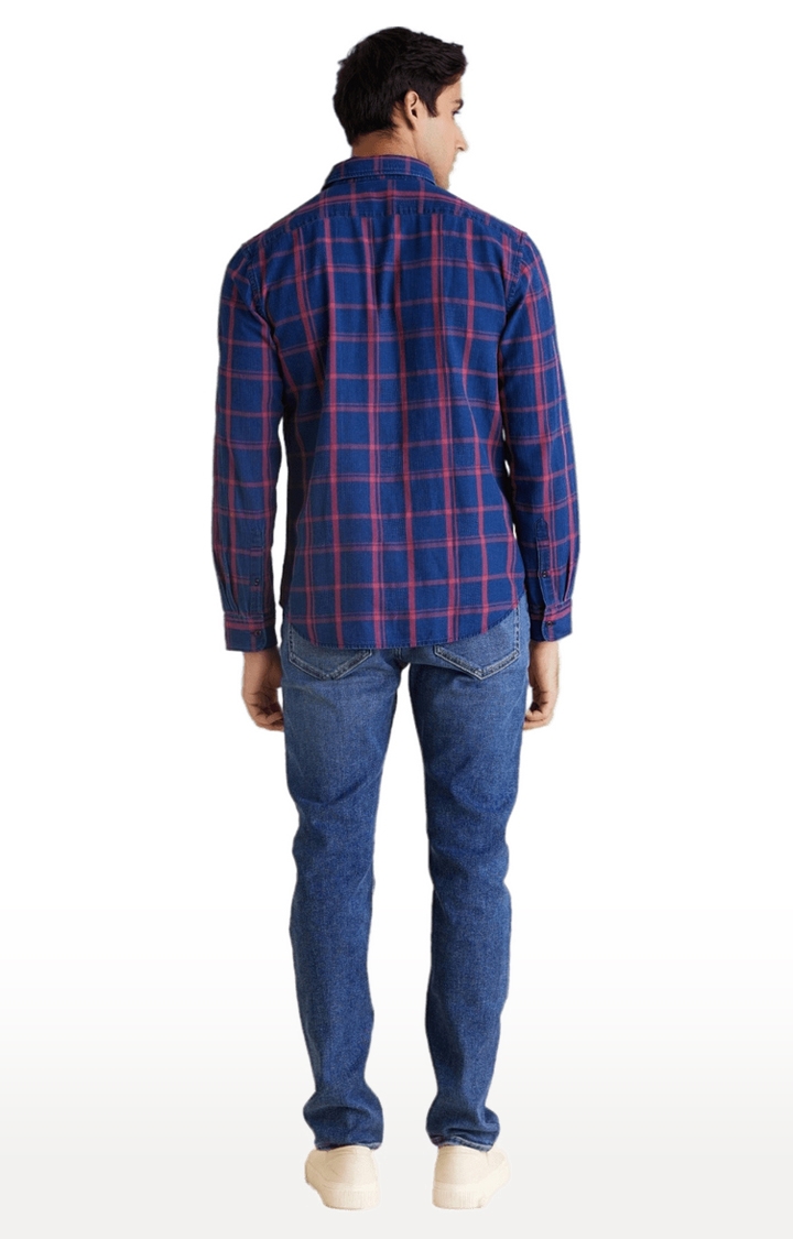celio | Men's Blue Checked Casual Shirts 5