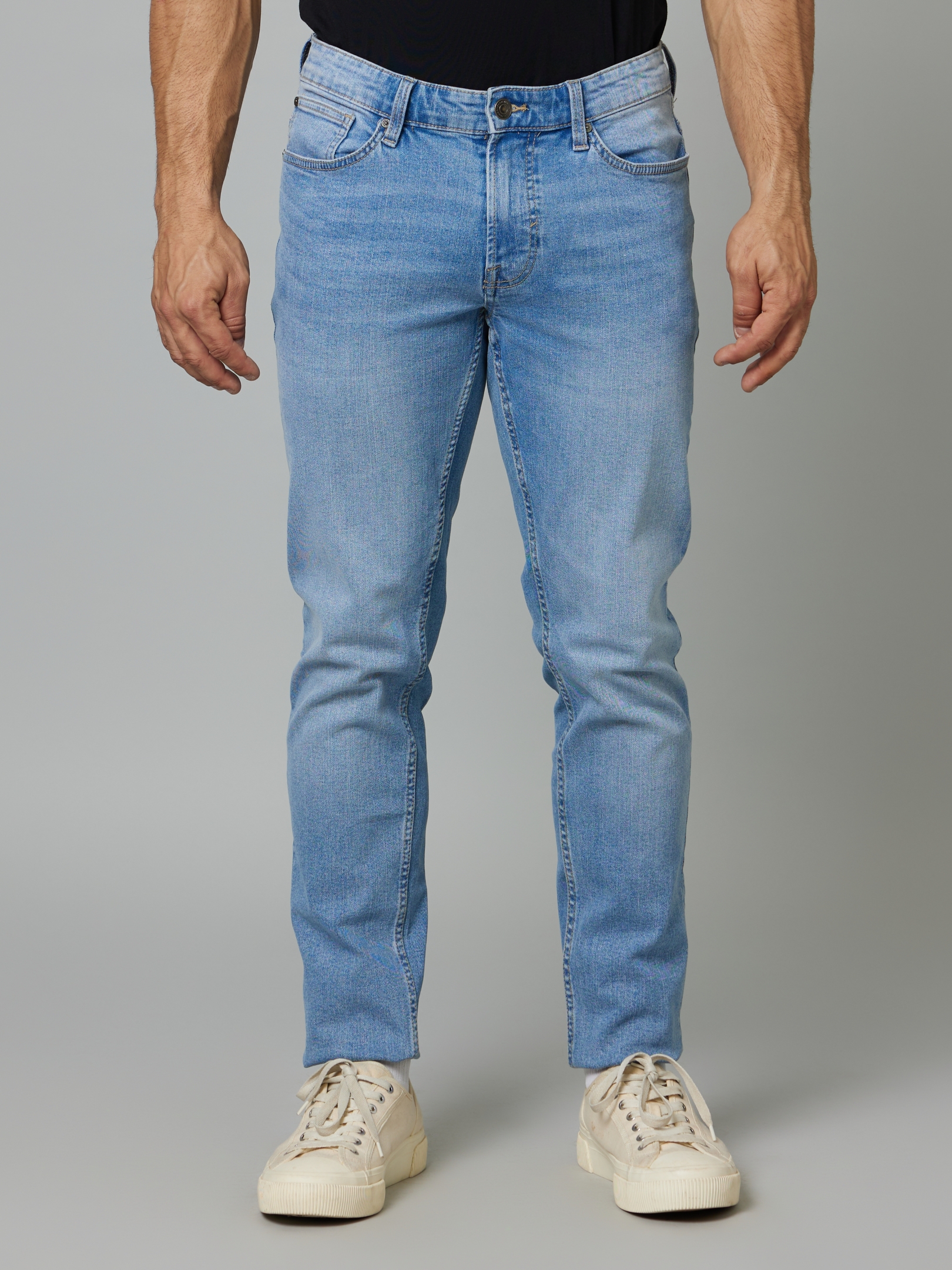 celio | Men's Blue Cotton Solid Tapered Jeans 0