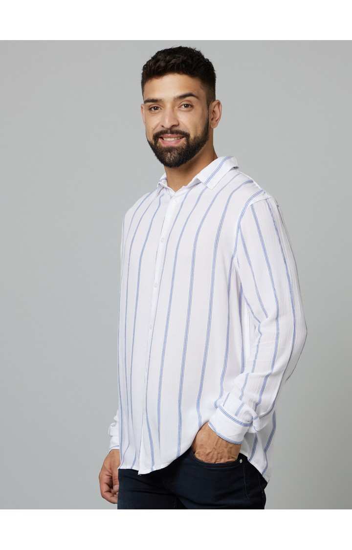 Men's White Striped Casual Shirts