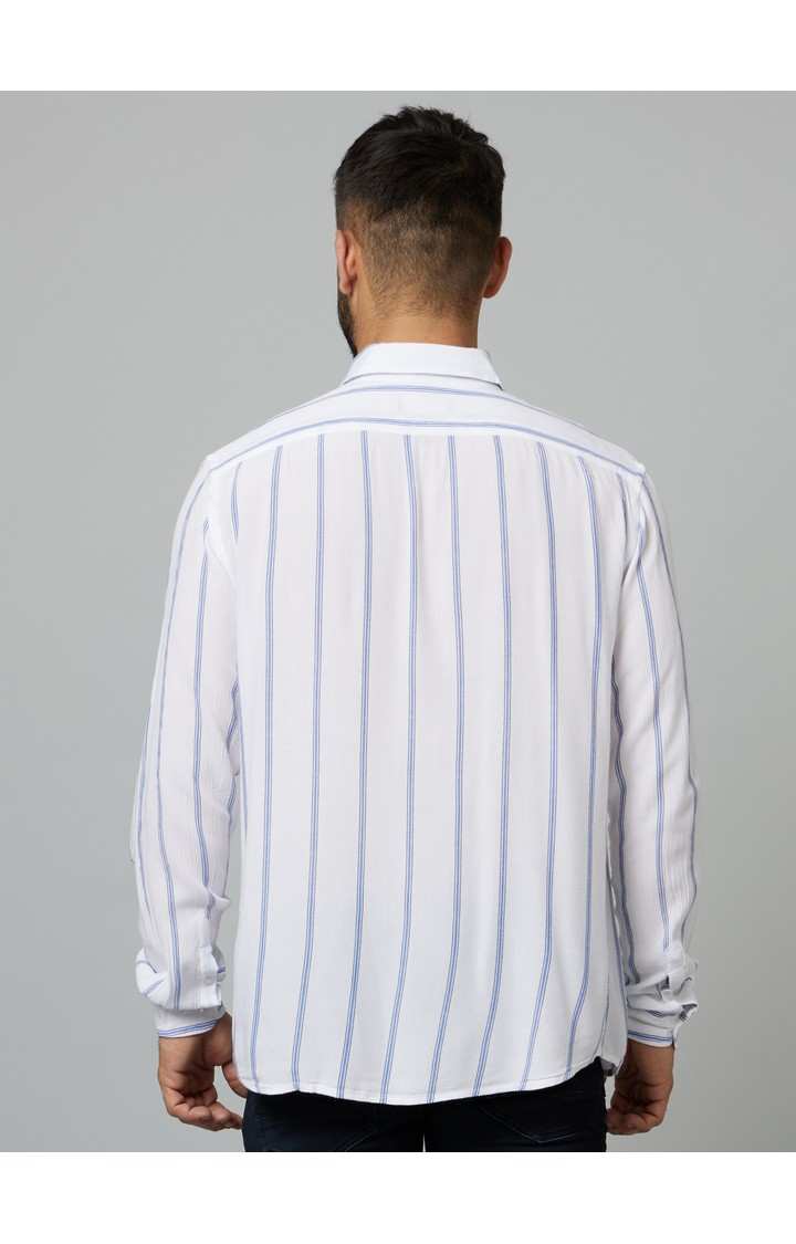 Men's White Striped Casual Shirts