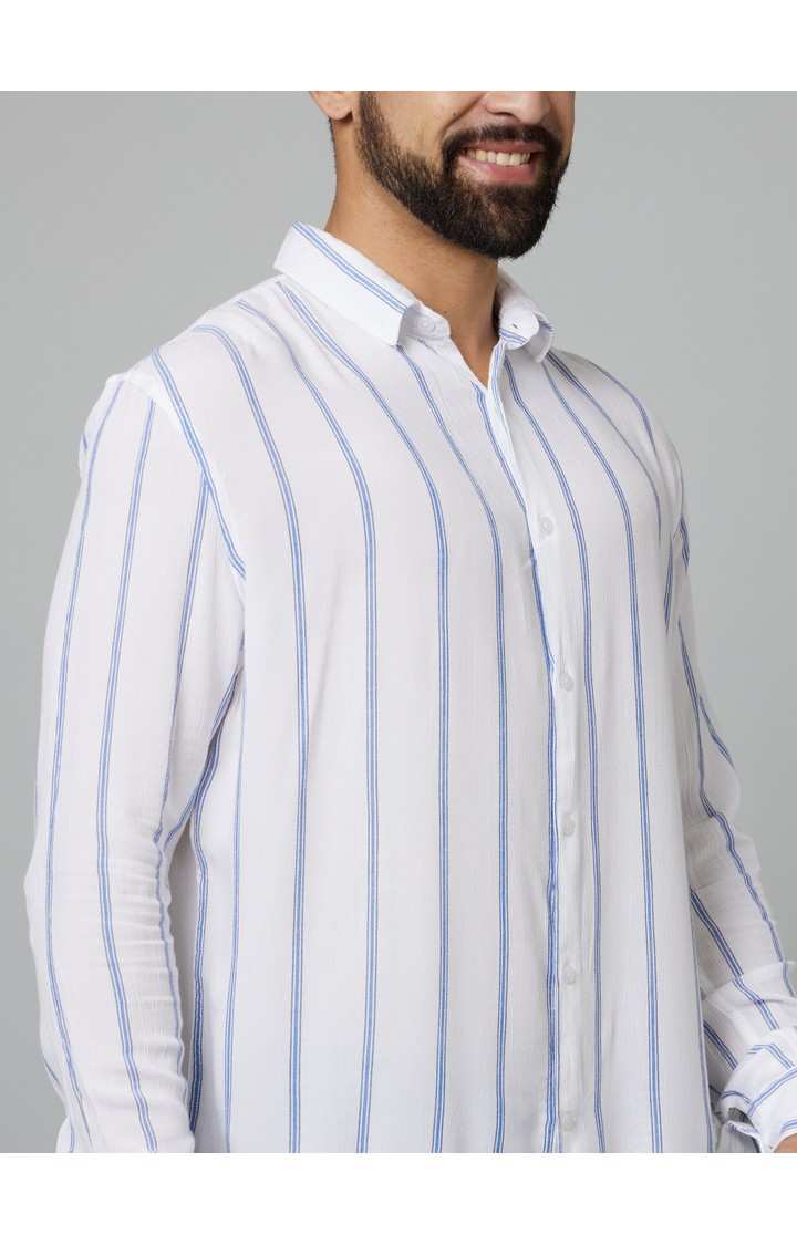 Men's White Striped Casual Shirts