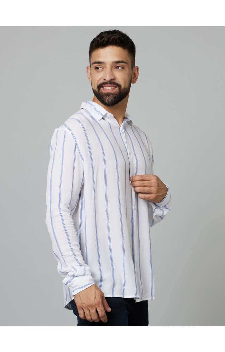 Men's White Striped Casual Shirts