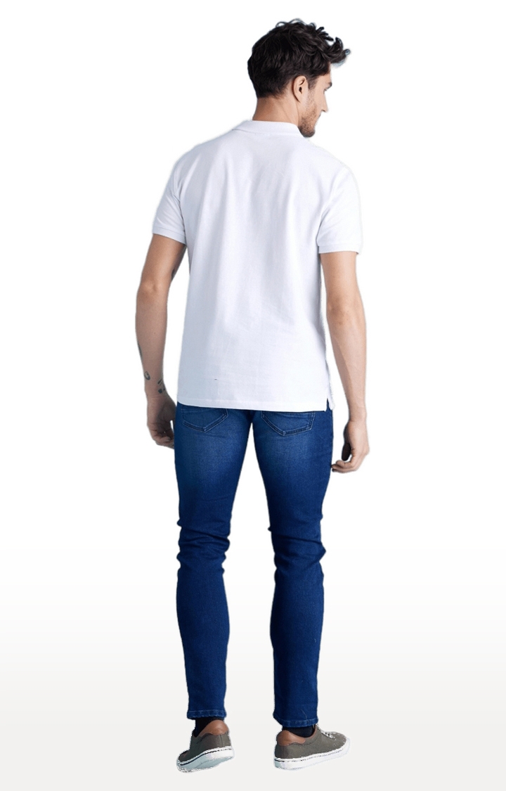 Men's Blue Polycotton Solid Slim Jeans