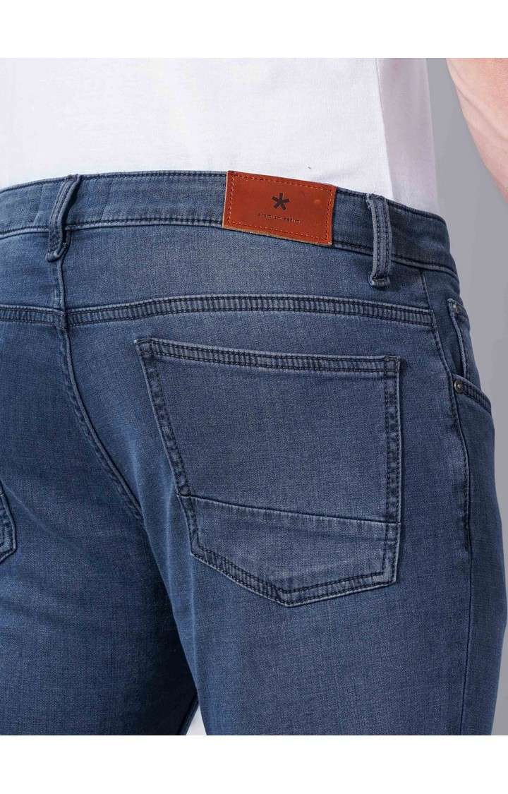 Men's Blue Cotton Blend Solid Regular Jeans