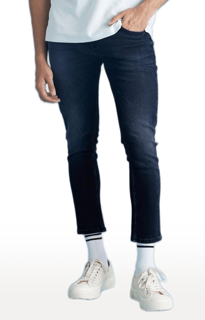 celio | Men's Blue Cotton Blend Solid Slim Jeans 5