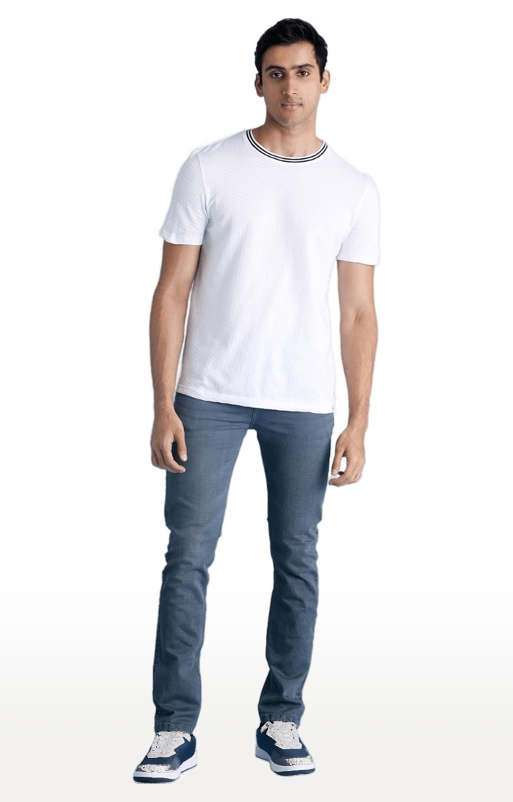 celio | Men's Blue Cotton Blend Solid Regular Jeans