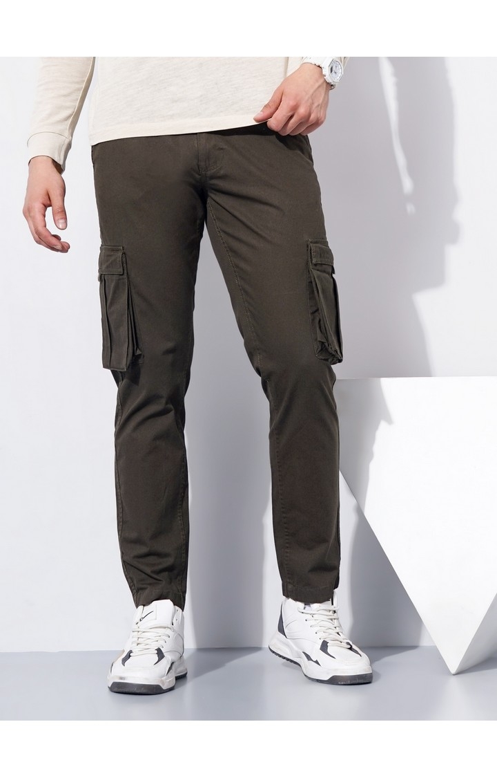 Men's Brown Cotton Blend Handwoven Trousers