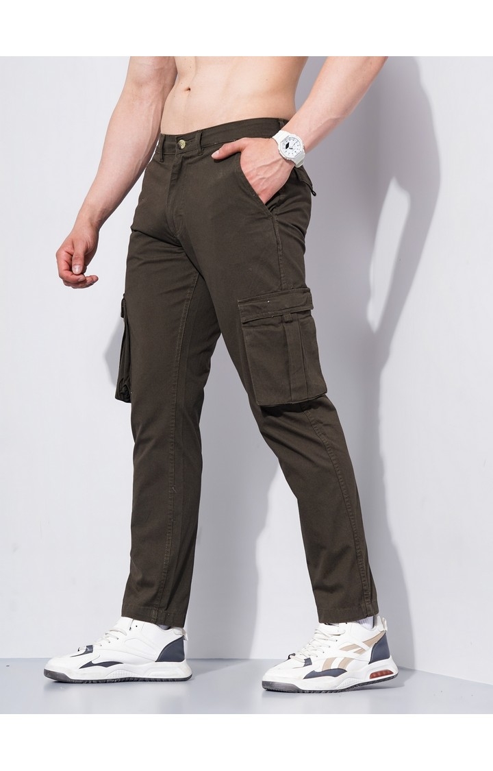 Men's Brown Cotton Blend Handwoven Trousers