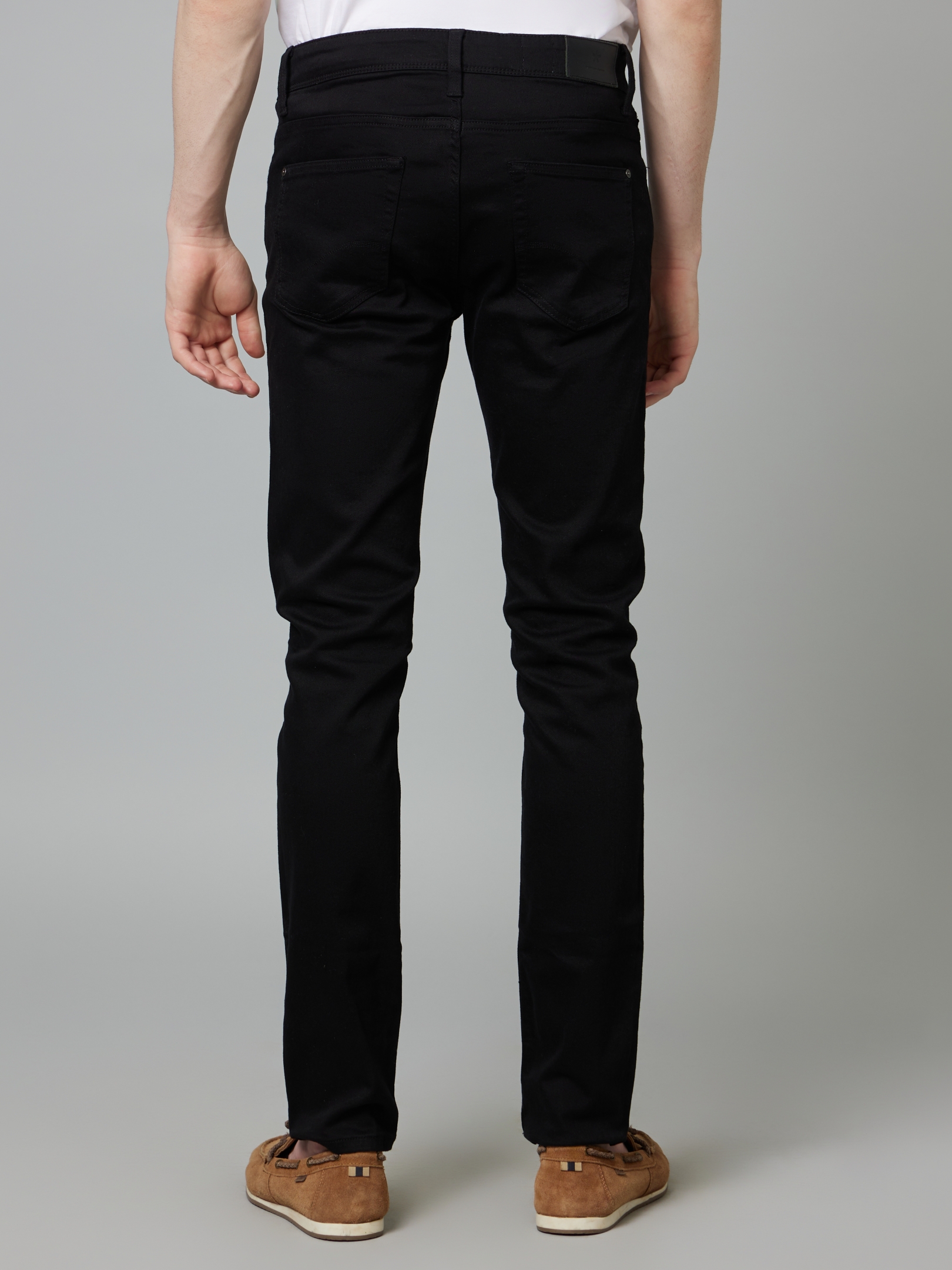 Men's Black Cotton Blend Solid Regular Jeans