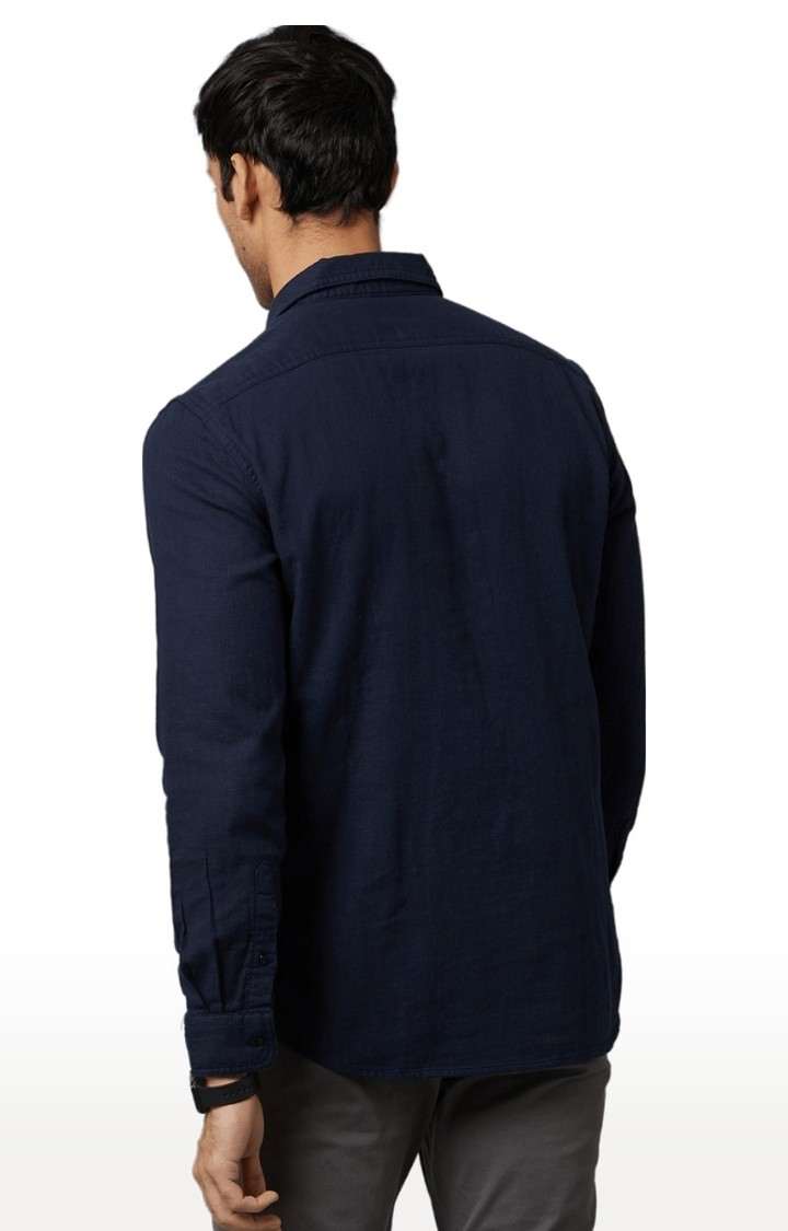 Men's Blue Solid Casual Shirts