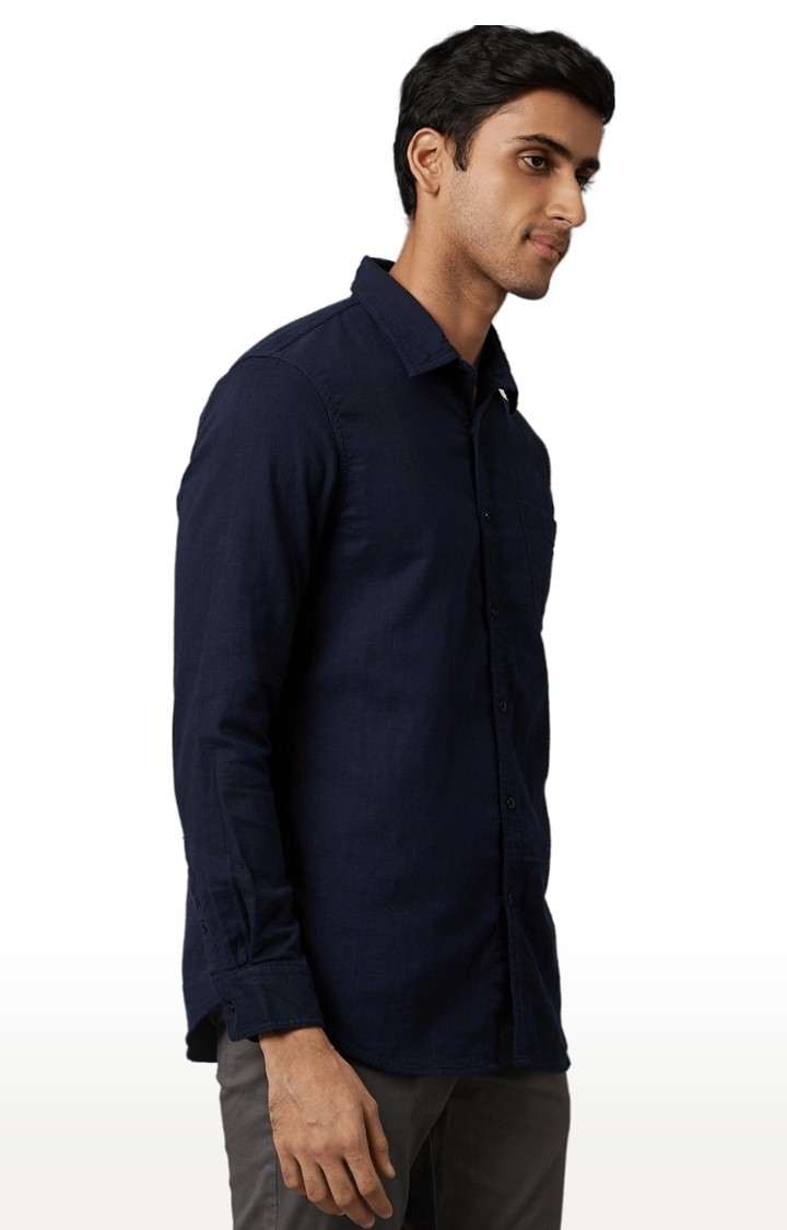 Men's Blue Solid Casual Shirts