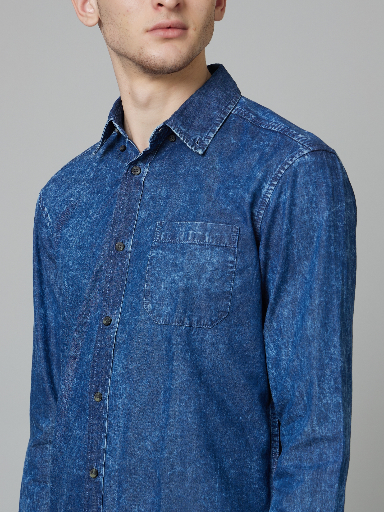 celio | Men's Blue Solid Casual Shirts 3
