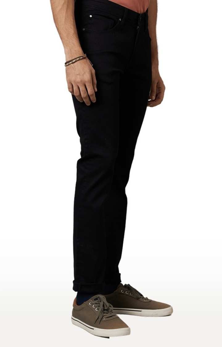 Men's Black Cotton Solid Regular Jeans