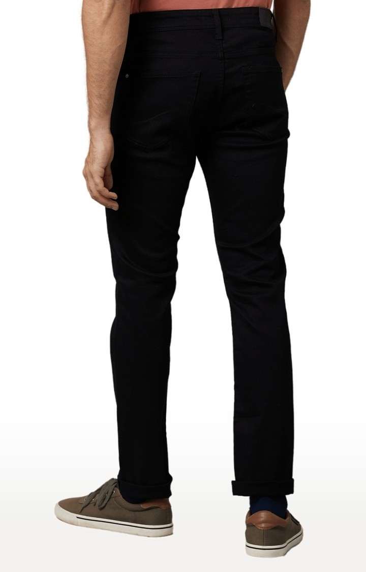 Men's Black Cotton Solid Regular Jeans