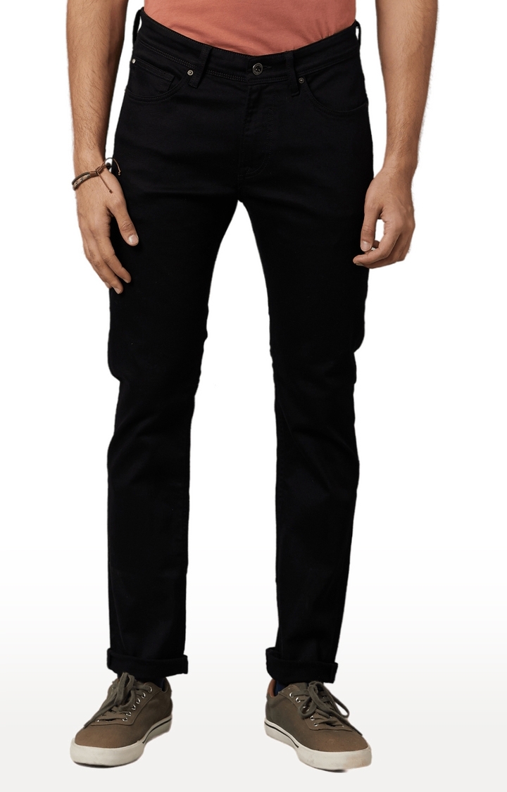 celio | Men's Black Cotton Solid Regular Jeans