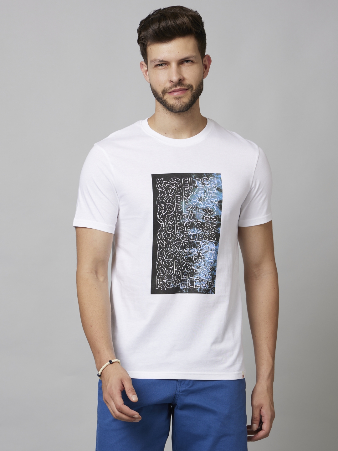 celio | Men's White Graphics Regular T-Shirts