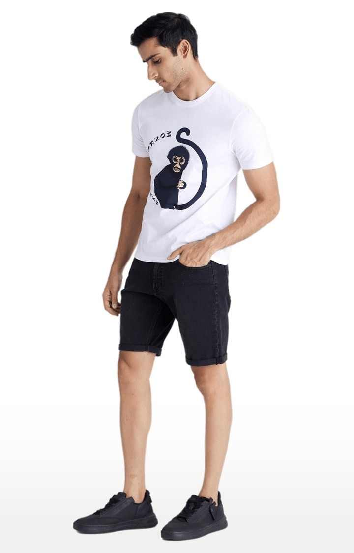 Men's White Graphics Regular T-Shirts