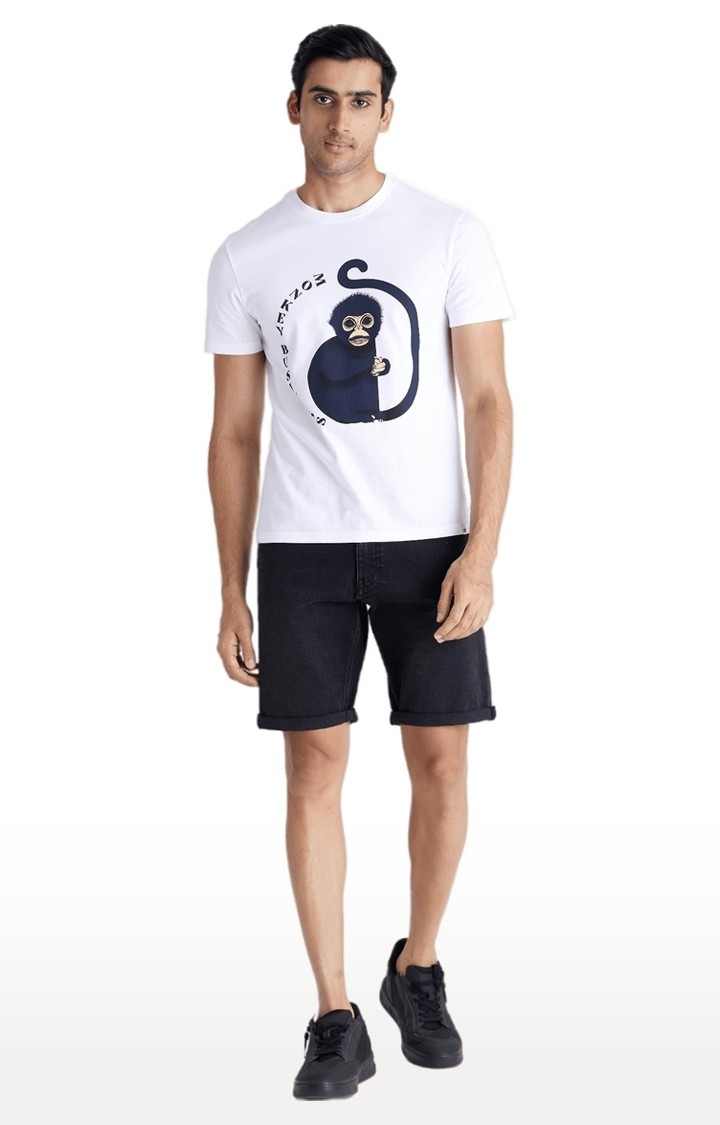 Men's White Graphics Regular T-Shirts