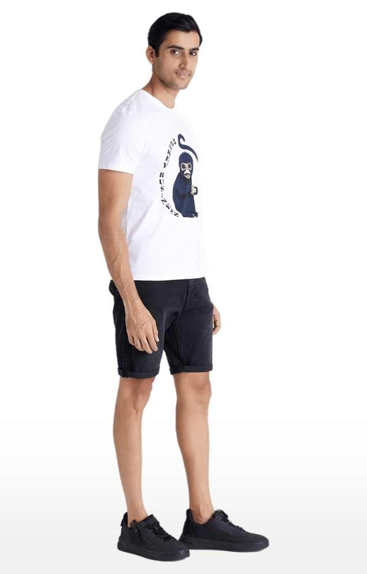 Men's White Graphics Regular T-Shirts