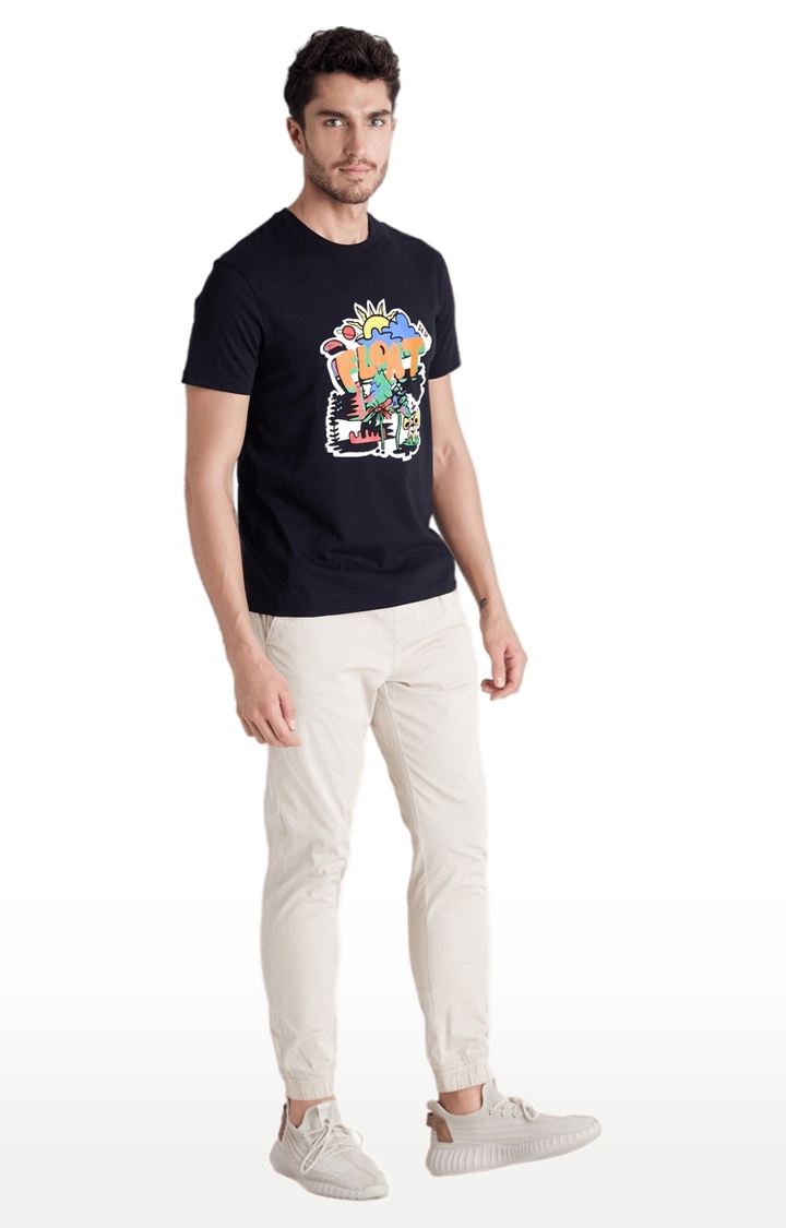 celio | Men's Black Graphics Regular T-Shirts 1