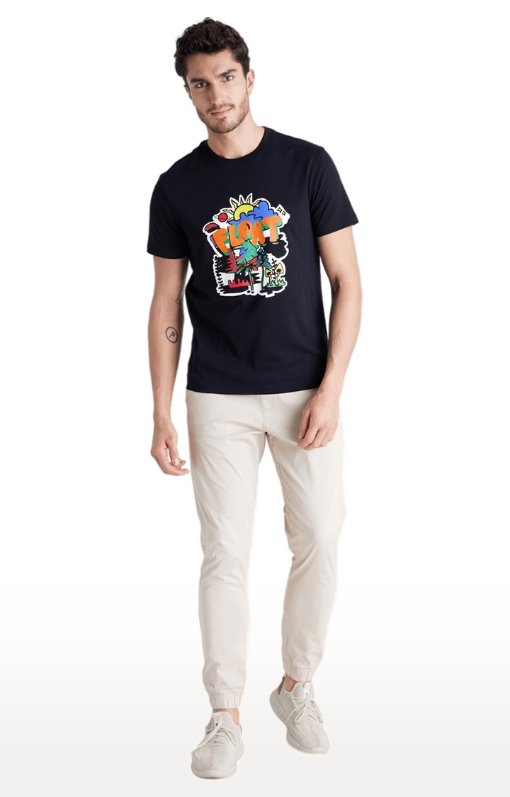 celio | Men's Black Graphics Regular T-Shirts 2