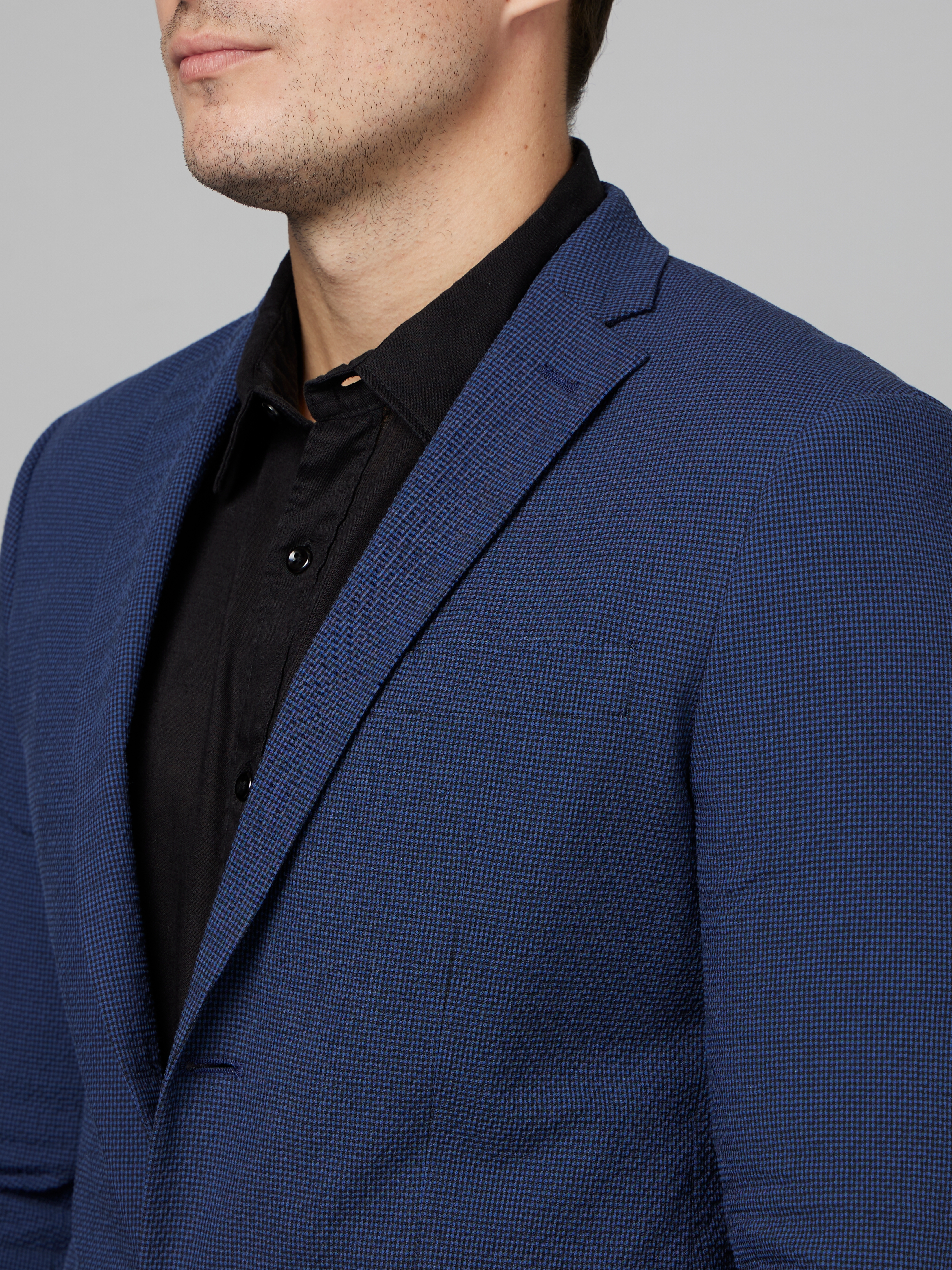 celio | Men's Blue Textured Blazers 3