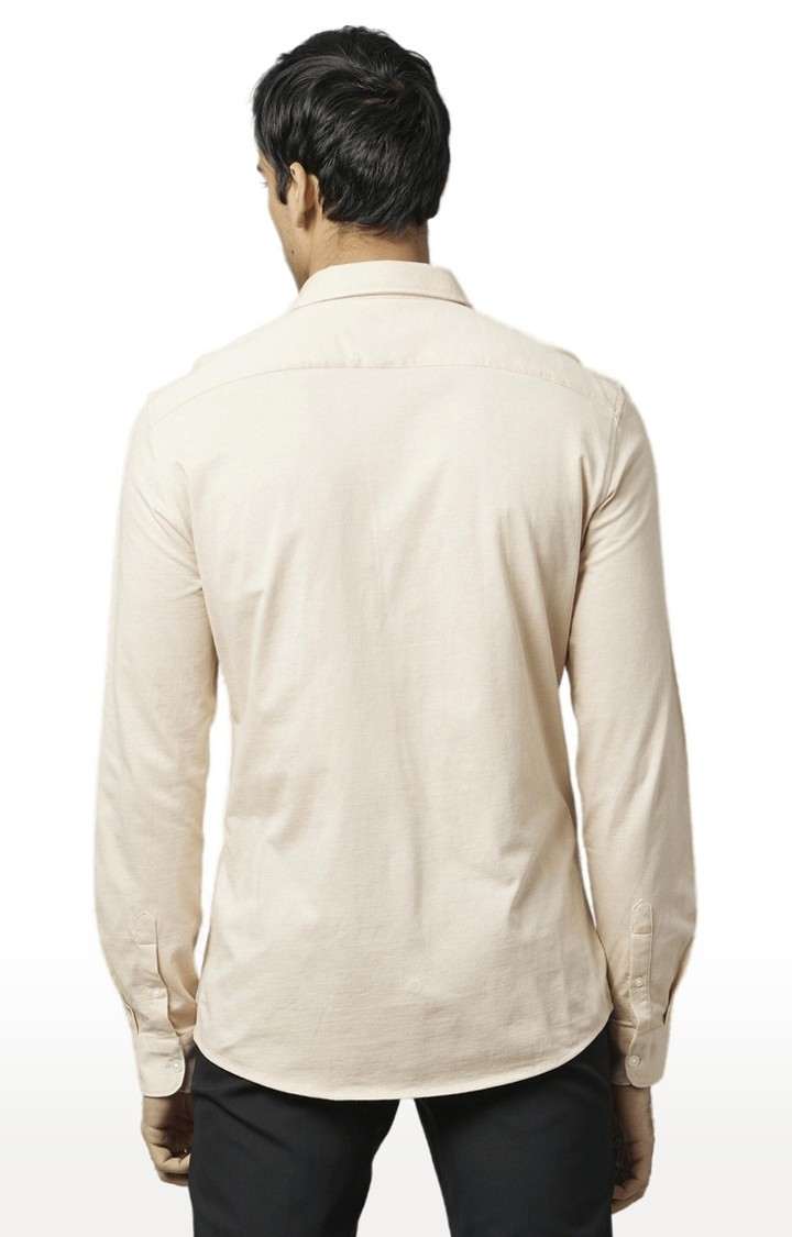 Men's Beige Solid Casual Shirts
