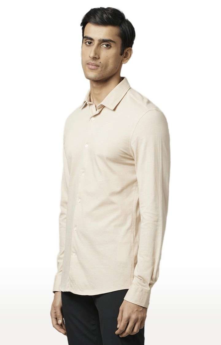 Men's Beige Solid Casual Shirts