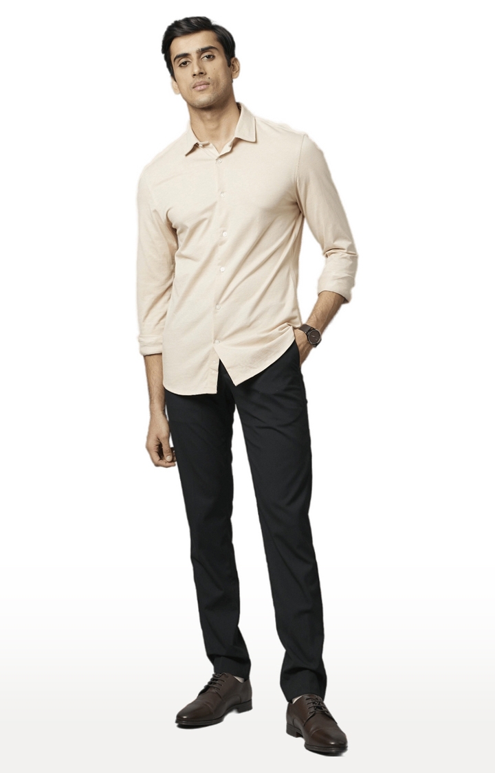 celio | Men's Beige Solid Casual Shirts 1