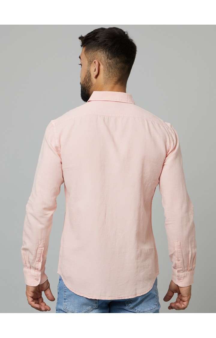 Men's Pink Solid Casual Shirts