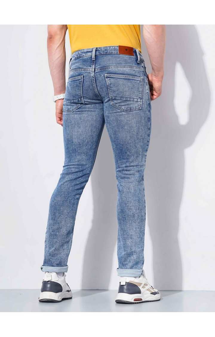 Men's Blue Cotton Blend Solid Regular Jeans