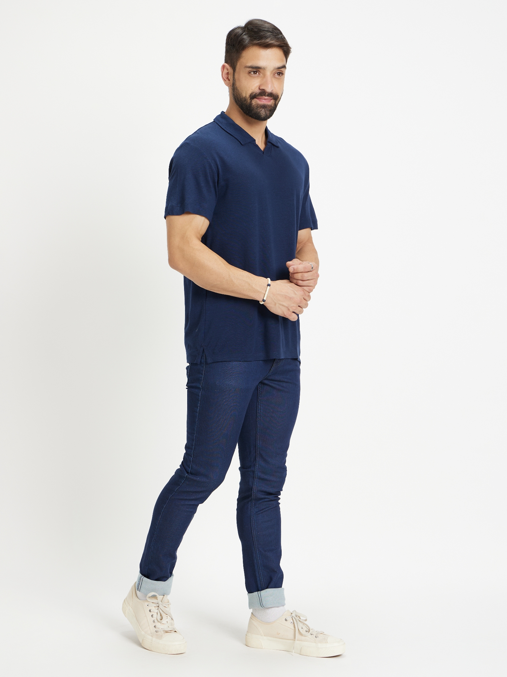 celio | Men's Blue Cotton Blend Solid Slim Jeans 4