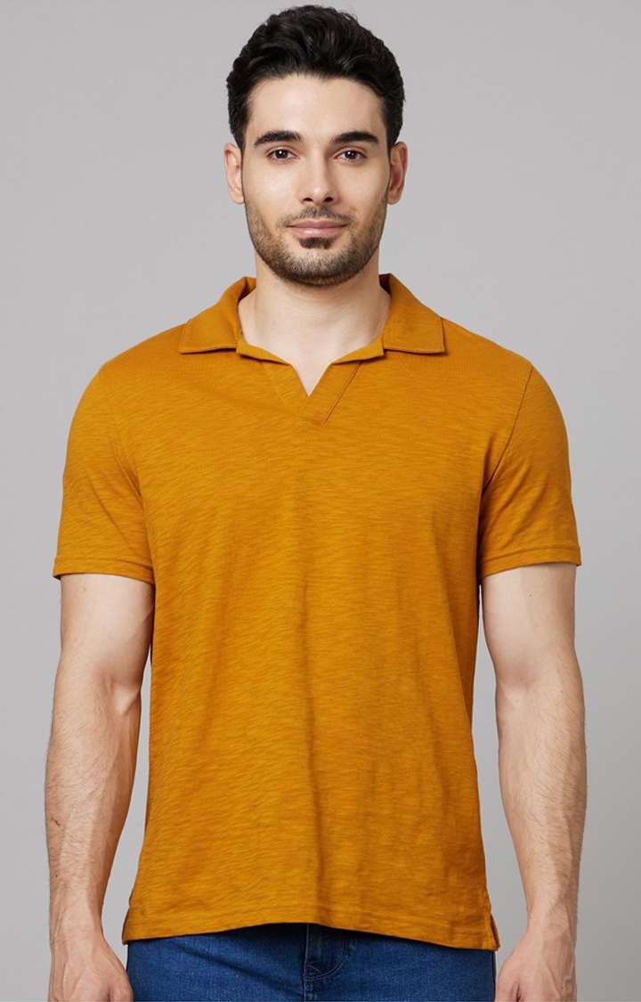 celio | Men's Yellow Solid Polos