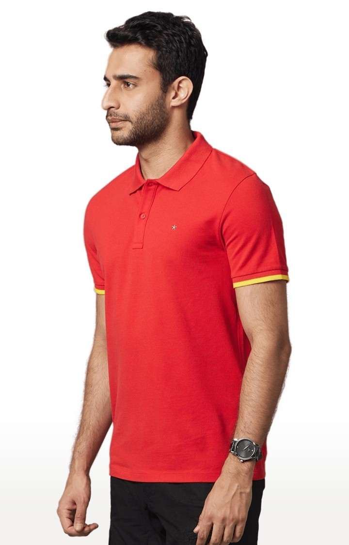 Men's Red Solid Polos
