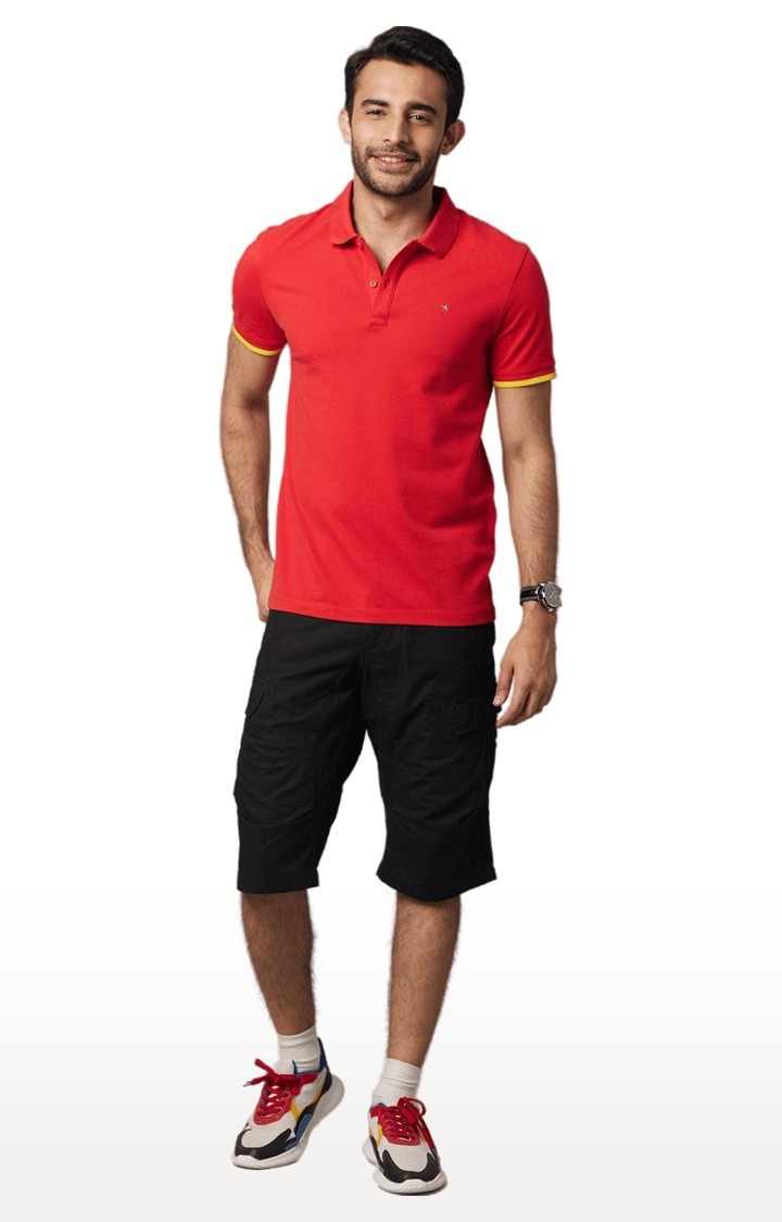 Men's Red Solid Polos