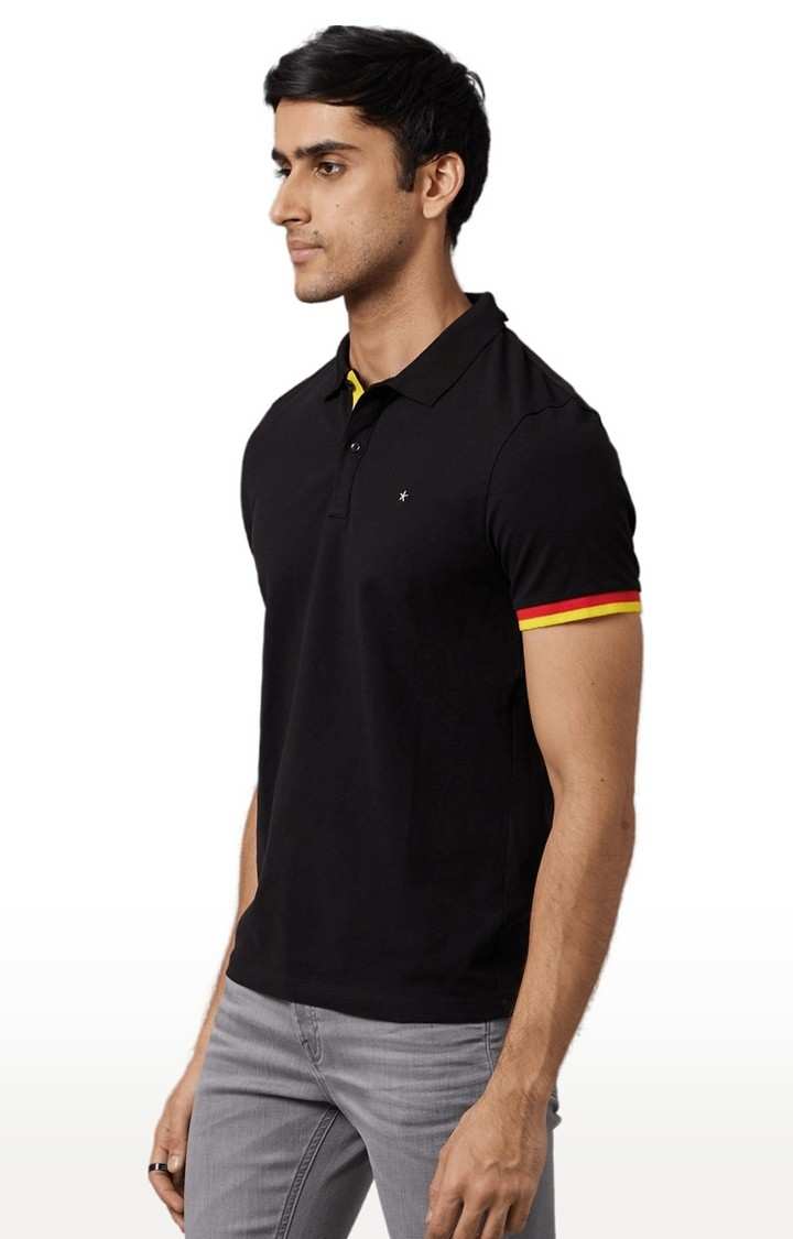 Men's Black Solid Polos