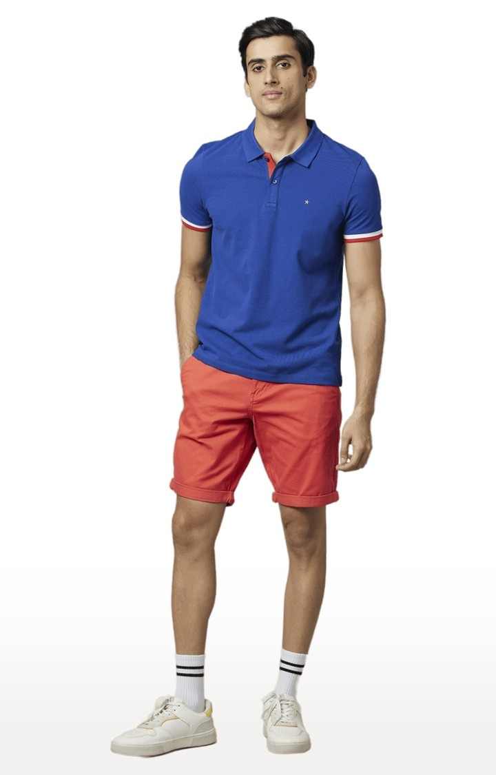 Men's Blue Solid Polos