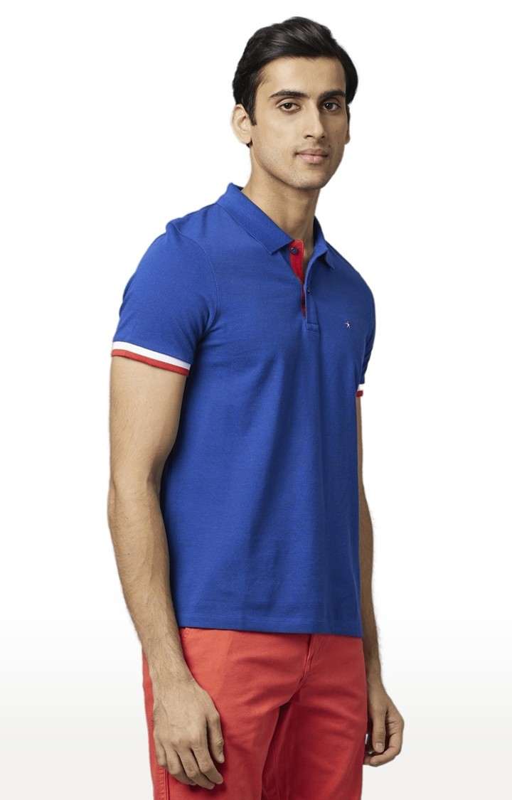 Men's Blue Solid Polos