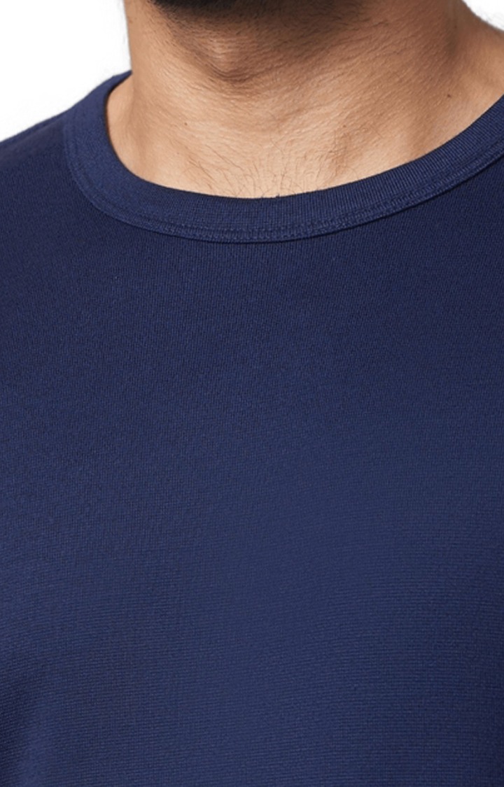 Men's Blue Solid Regular T-Shirts