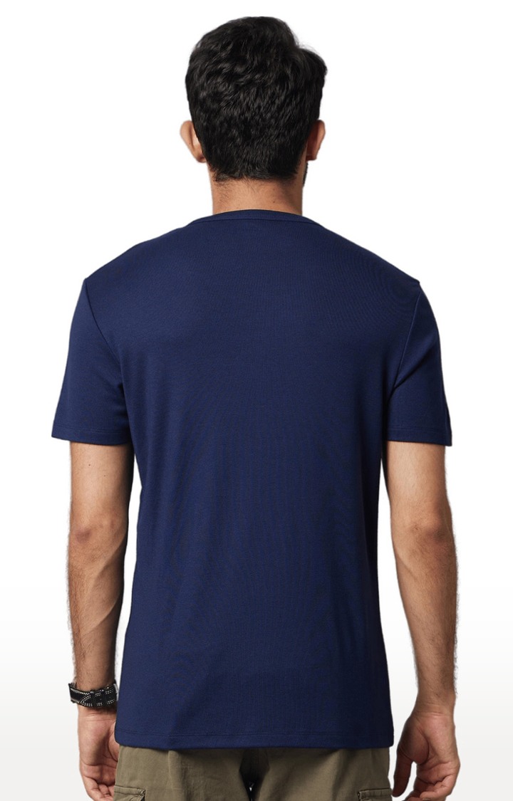 celio | Men's Blue Solid Regular T-Shirts 4