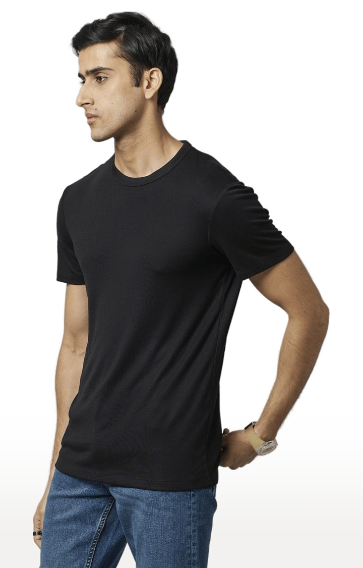 celio | Men's Black Solid Regular T-Shirts 2
