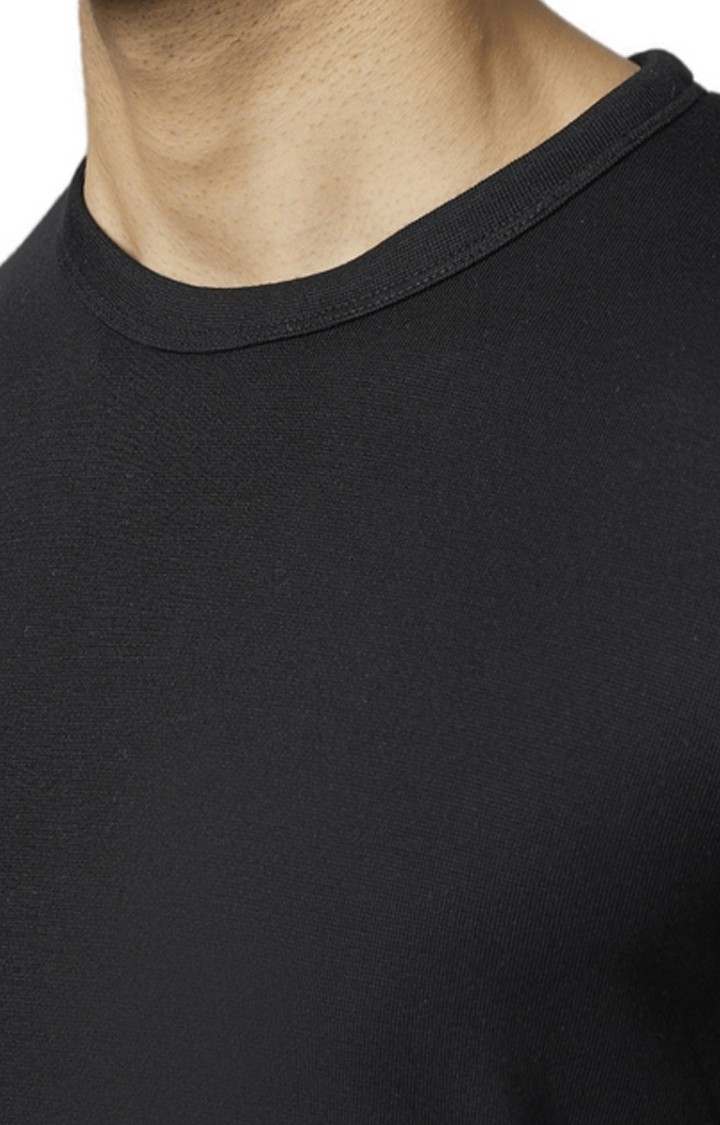 Men's Black Solid Regular T-Shirts
