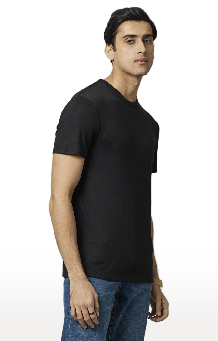celio | Men's Black Solid Regular T-Shirts 3