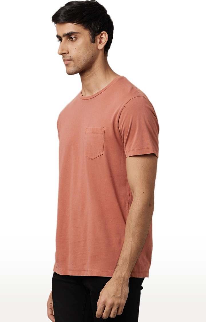 Men's Orange Solid Regular T-Shirts